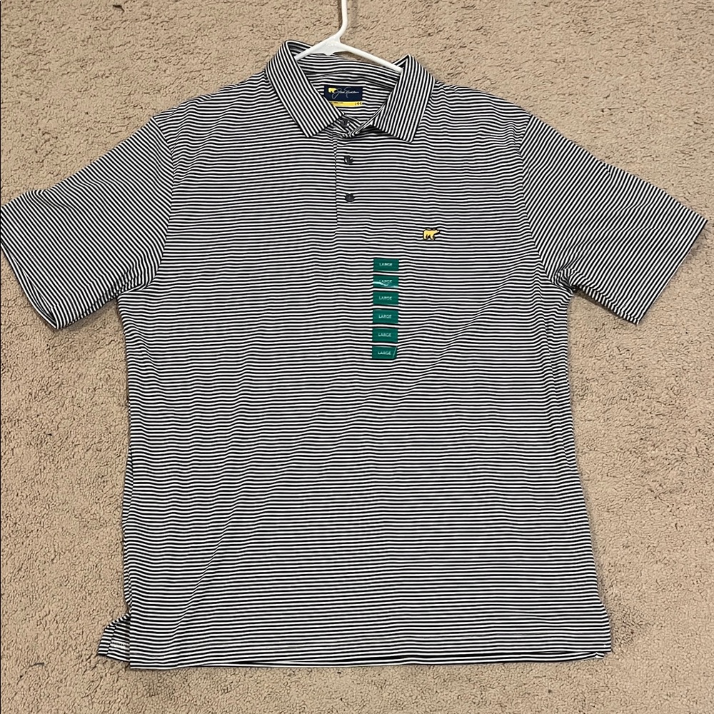 Classic Black and White Striped Polo Shirt
